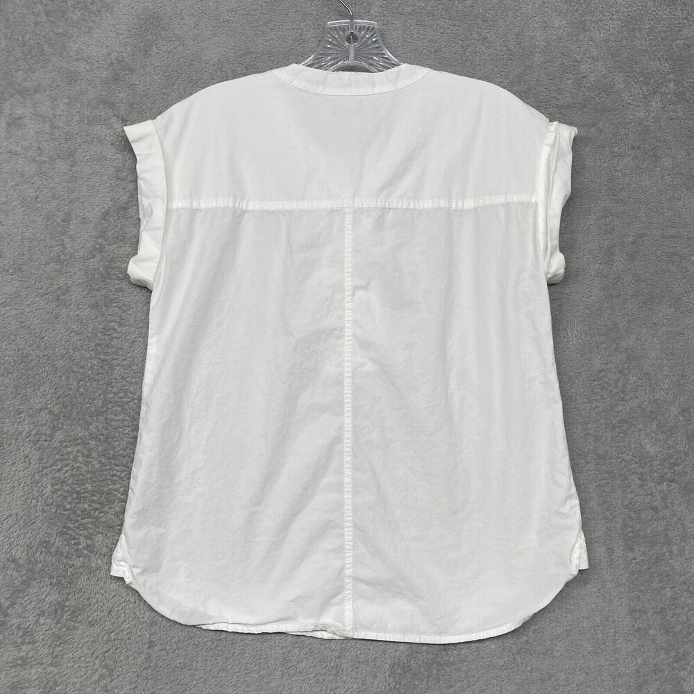 J Crew Shirt Womens 0 White Cotton Cap Sleeve Lace Up Pullover Preppy - Picture 6 of 7